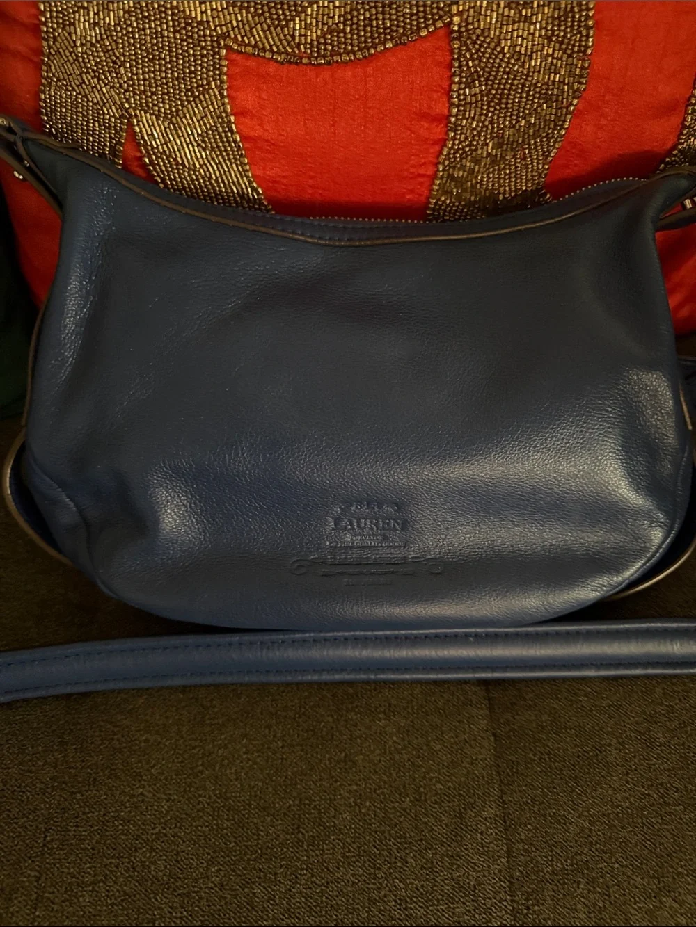Ralph Lauren Men's Leather Shoulder Bag in Dark Blue